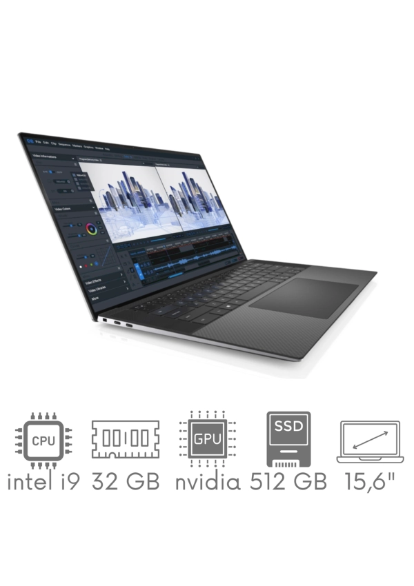 DELL Precision 5560 i9-11950H 32GB 512 SSD 15,6" FHD+ 1920x1200 Nvidia RTX A2000 4GB WiFi KAM BT Win11Pro GW12mc
