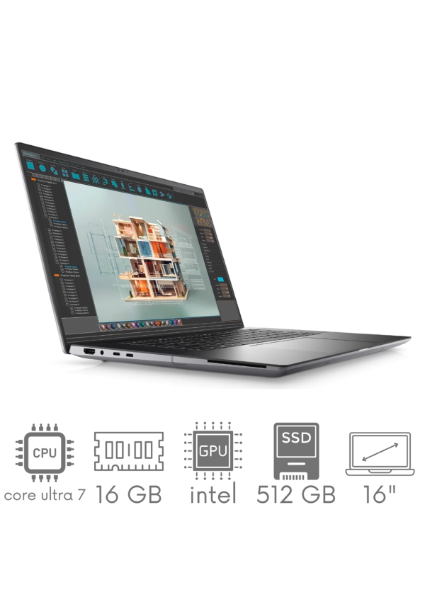 Stacja Robocza DELL Precision 5690 Ultra 7 165H 16GB 512 SSD 16" FHD+ 1920x1200 WiFi BT KAM Win11Pro Gw12Mc