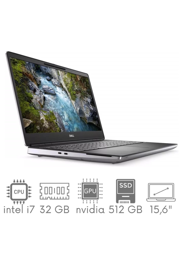 Stacja Graficzno-Robocza Dell Precision 7550 i7-10750H 32GB 512 SSD 15,6" FHD 1920x1080 Quadro RTX3000 6GB KAM WiFi BT W11Pro gw12mc