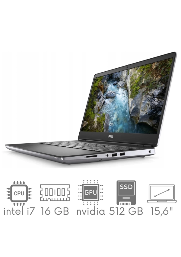 Stacja Graficzno-Robocza Dell Precision 7560 i7-11850H 16GB 512GB SSD 15,6" FHD 1920x1080 T1200 4GB KAM WiFi BT W11Pro gw12mc