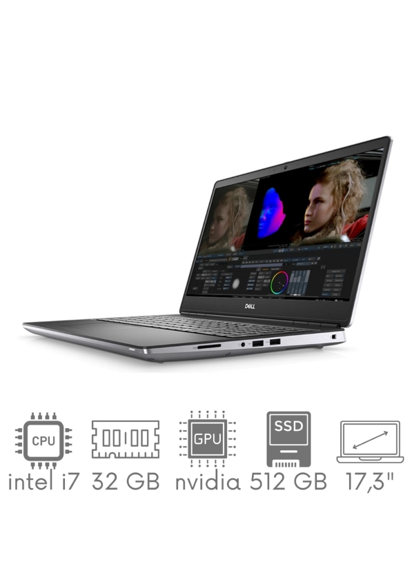 Stacja Graficzno-Robocza Dell Precision 7750 i7-10850H 32GB 512 SSD 17,3" FHD 1920x1080 RTX3000 6GB KAM WiFi BT W11Pro Gw12mc
