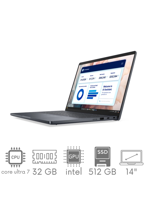 Dell Pro 14 Premium PA14250 Ultra 7 268V 32GB 512SSD 14" FHD+ 1920x1200 WiFi BT Kam Win11pro Gw12mc