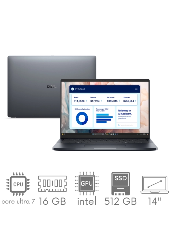 Dell Pro 14 Premium PA14250 Ultra 7 266V 16GB 512SSD 14" FHD+ 1920x1200 WiFi BT Kam Win11pro Gw12mc