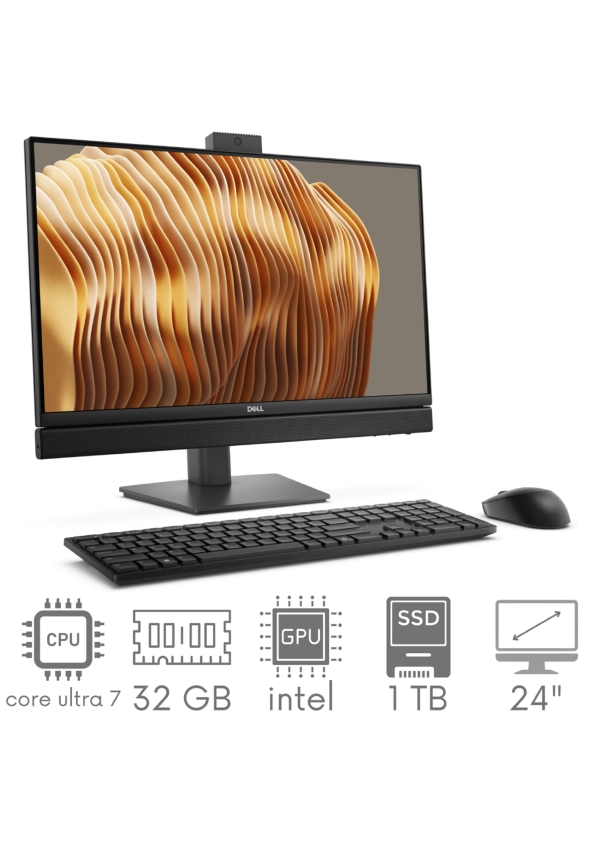 2w1 Komputer PC Dell Pro 24 All-in-One QC24250 Ultra 7 265 32GB 1TB SSD 24" FHD 1920x1080 100Hz  KAM WiFi BT Win11Pro GW12mc