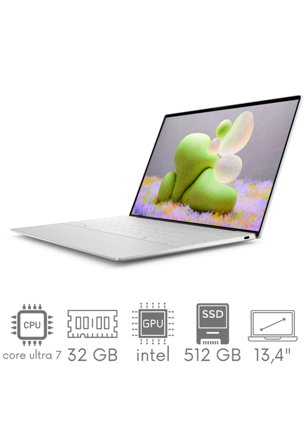 Aluminiowy DELL XPS 9340 Ultra 7 155H 32GB 512 SSD 13,4" FHD+ 1920x1200 120Hz Mat W11 WiFi BT Kam Gw12mc