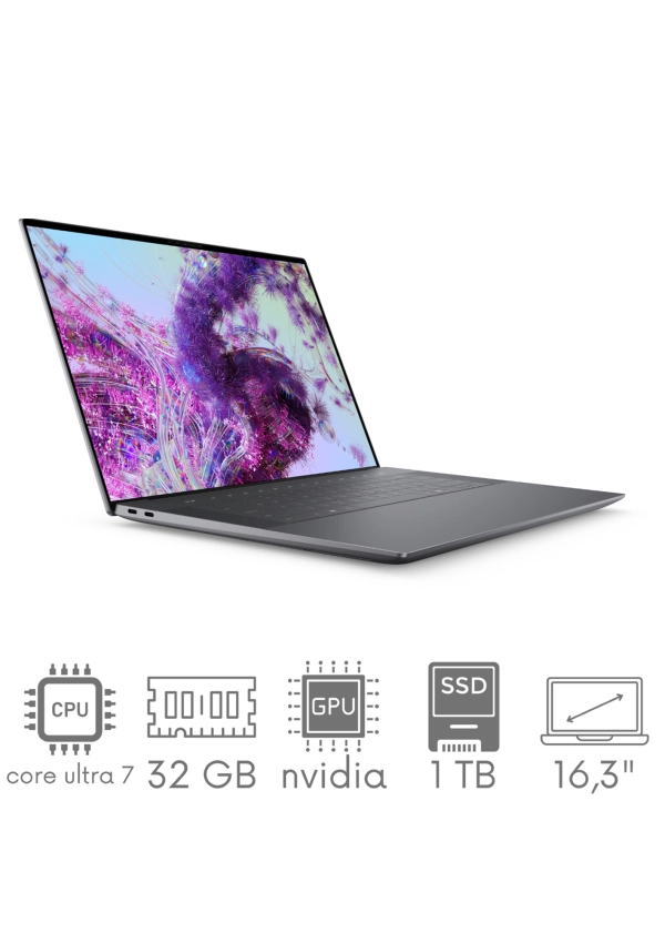 Dell XPS 16 9640 Ultra 7 155H 32GB 1TB SSD 16,3" FHD+ 1920x1200 120Hz RTX4060 8GB WiFi BT Kam Win11 PL Gw12mc