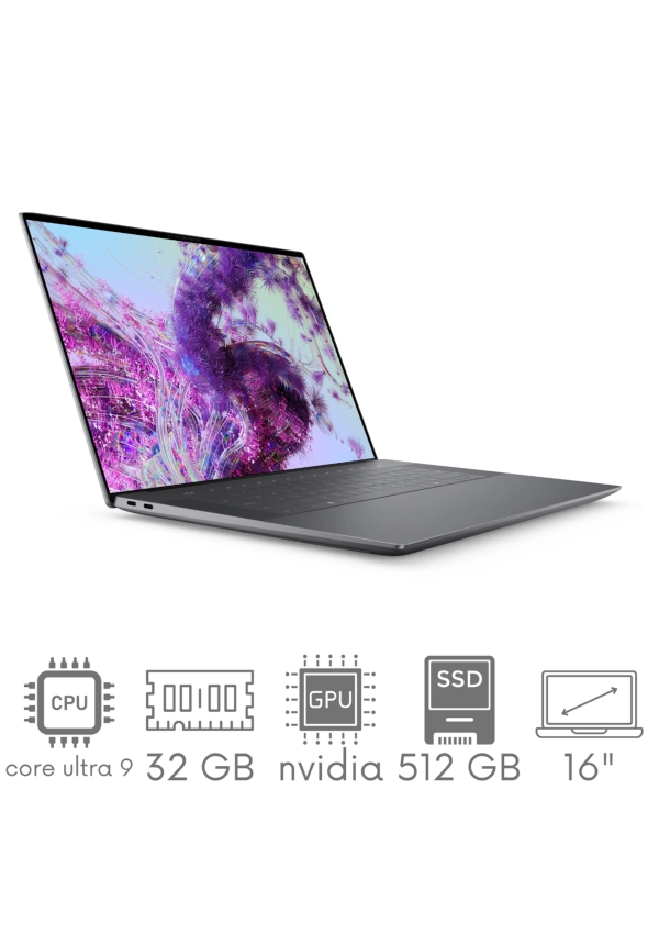 Dell XPS 16 9640 Ultra 9 185H 32GB 512 SSD 16,3" FHD+ 1920x1200 120Hz RTX4060 8GB WiFi BT Kam Win11 PL Gw12mc