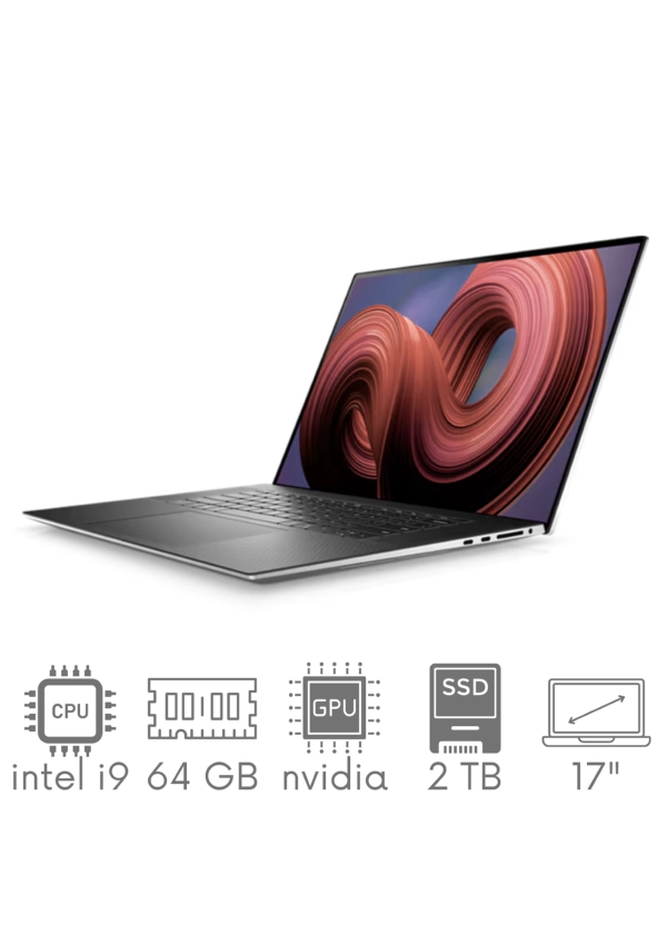 Ultrabook aluminiowy Dell XPS 9730 i9-13900H 64GB 2TB SSD 17" FHD+ 1920x1200 RTX4080 12GB WiFi BT Kam win11 PL Gw12mc