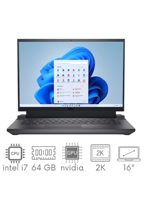 Gaming DELL Inspiron G16 7630 i7-13650HX 64GB 1TB SSD 16" QHD+ 2560x1600 240Hz matt GeForce RTX 4060 8GB WiFi BT KAM Win11 Gw12mc