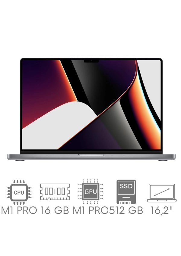 Apple MacBook Pro 16 A2485 M1 PRO 16GB 512 SSD 16,2" Liquid Retina XDR 3456x2234 WiFi BT Kam OS Monterey PL Gw12mc