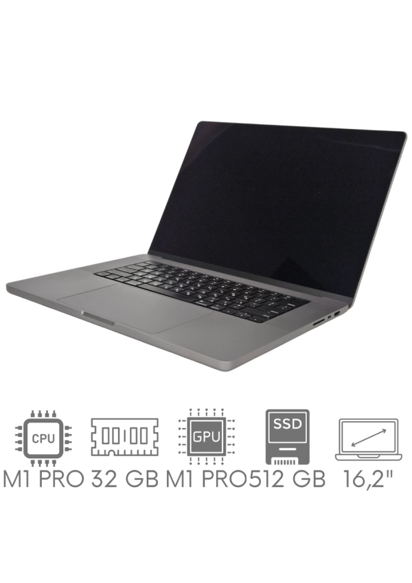 Apple MacBook Pro 16 A2485 M1 PRO 32GB 512 SSD 16,2" Liquid Retina XDR 3456x2234 WiFi BT Kam OS Sequoia PL Gw12mc